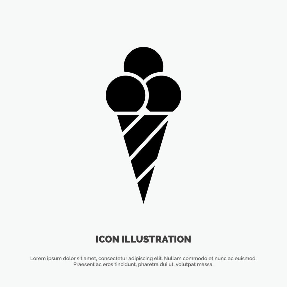 Beach Ice Cream Cone solid Glyph Icon vector