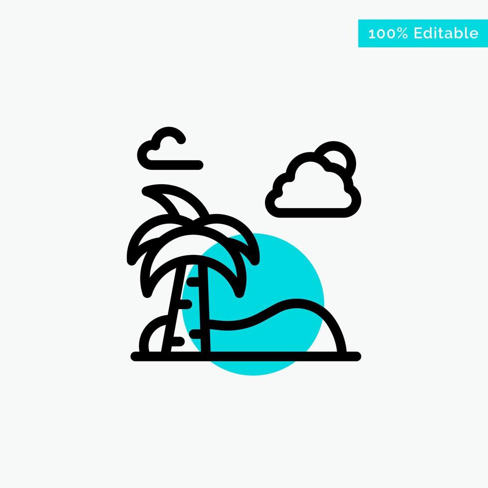 Beach Palm Tree Spring turquoise highlight circle point Vector icon
