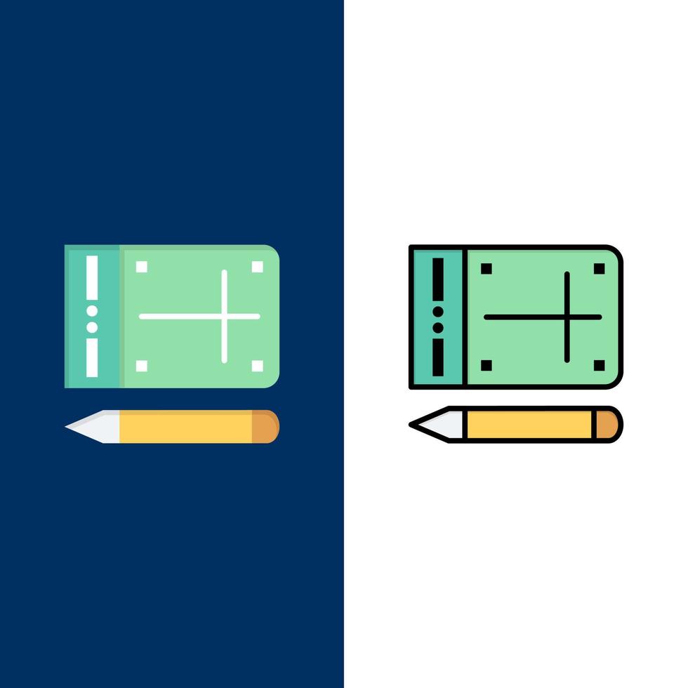 Mobile Pencil Online Education  Icons Flat and Line Filled Icon Set Vector Blue Background