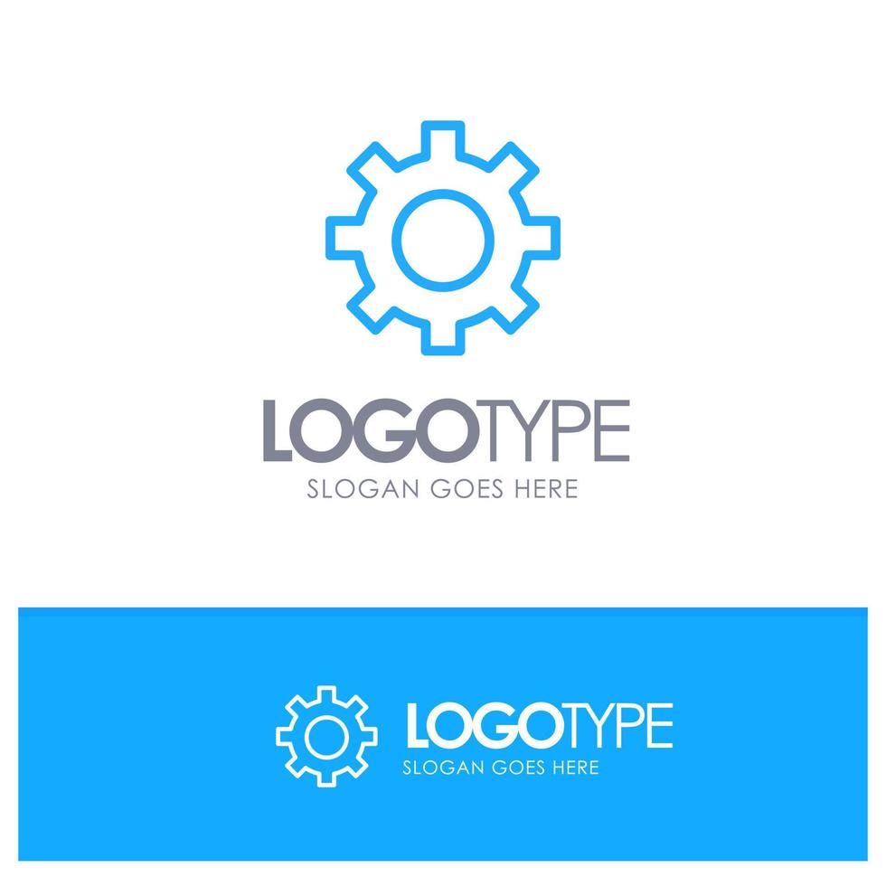 configuración de la interfaz de engranaje usuario contorno azul logotipo lugar para el eslogan vector