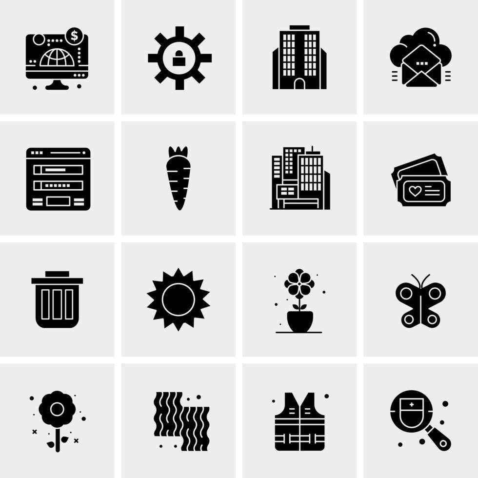 16 iconos de negocios universales vector ilustración de icono creativo para usar en proyectos relacionados con la web y dispositivos móviles