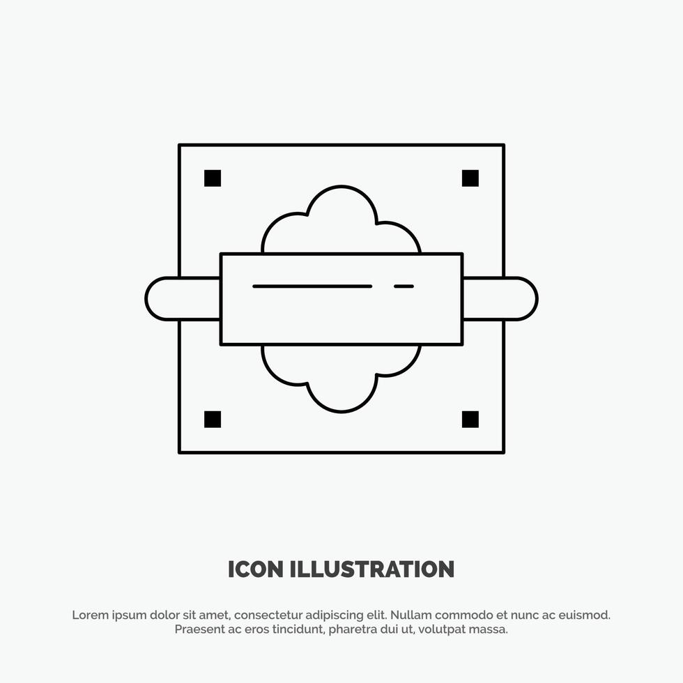 Rolling Pin Bread Kitchen Vector Line Icon