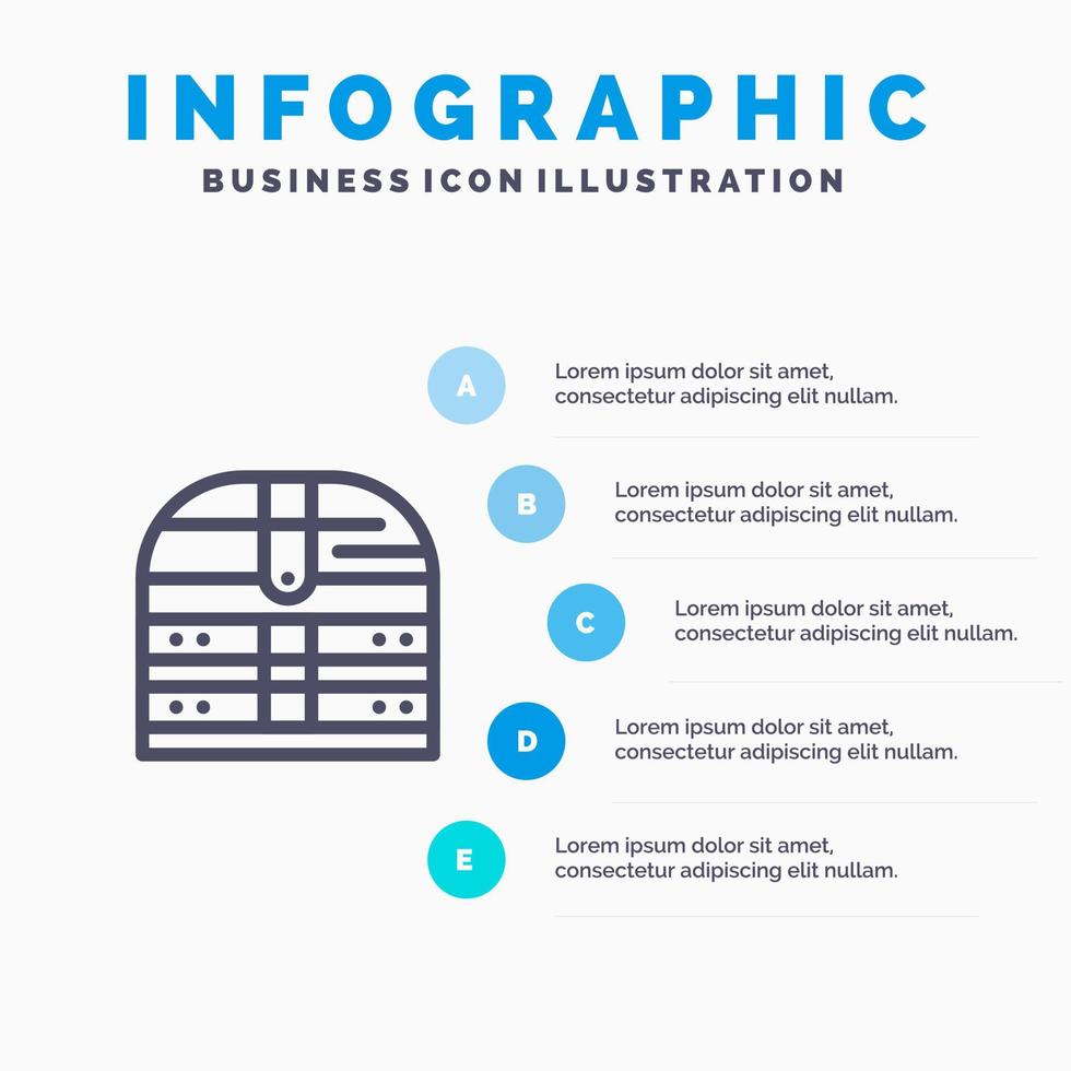 Box Money Ireland Security Line icon with 5 steps presentation infographics Background vector