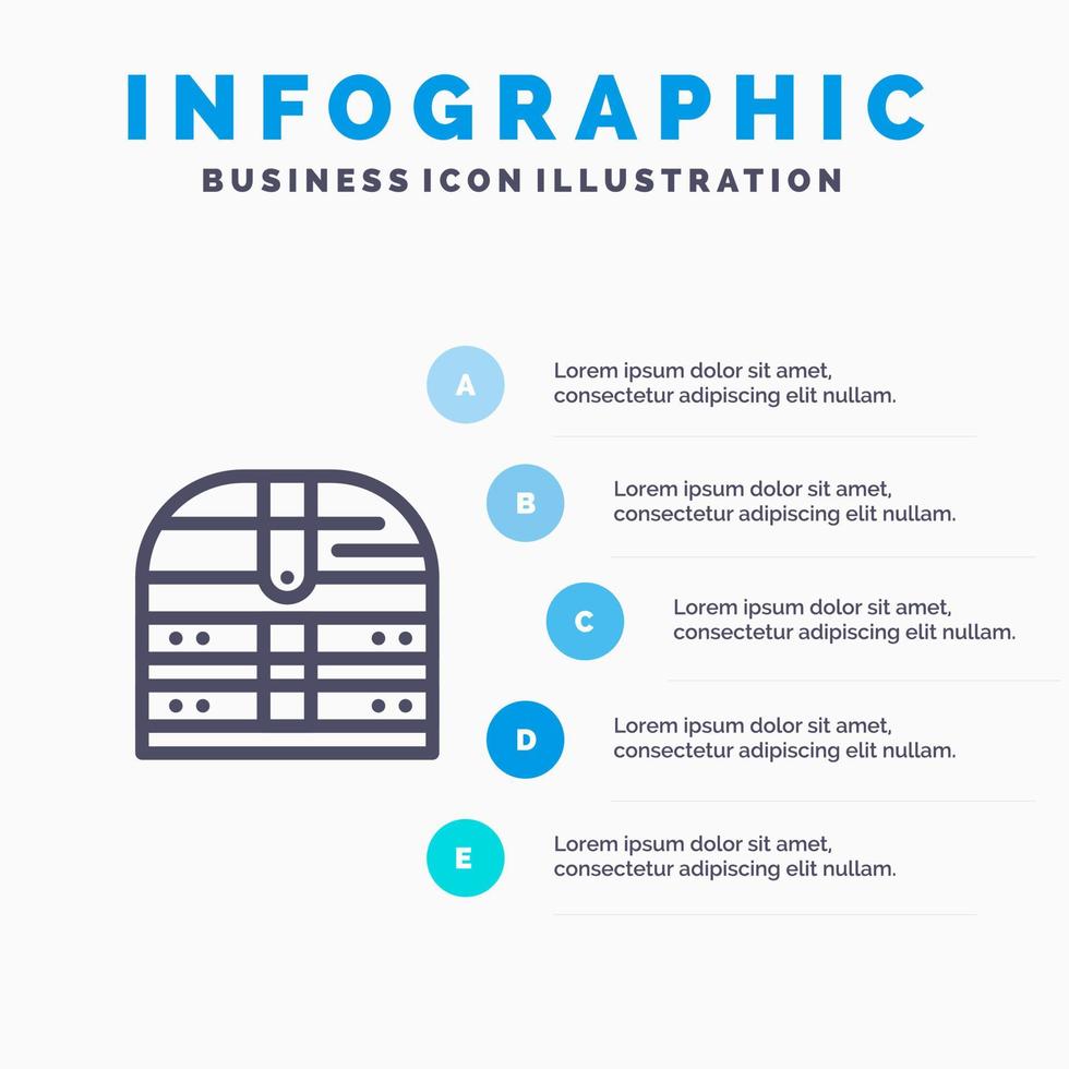 caja dinero irlanda seguridad línea icono con 5 pasos presentación infografía fondo vector