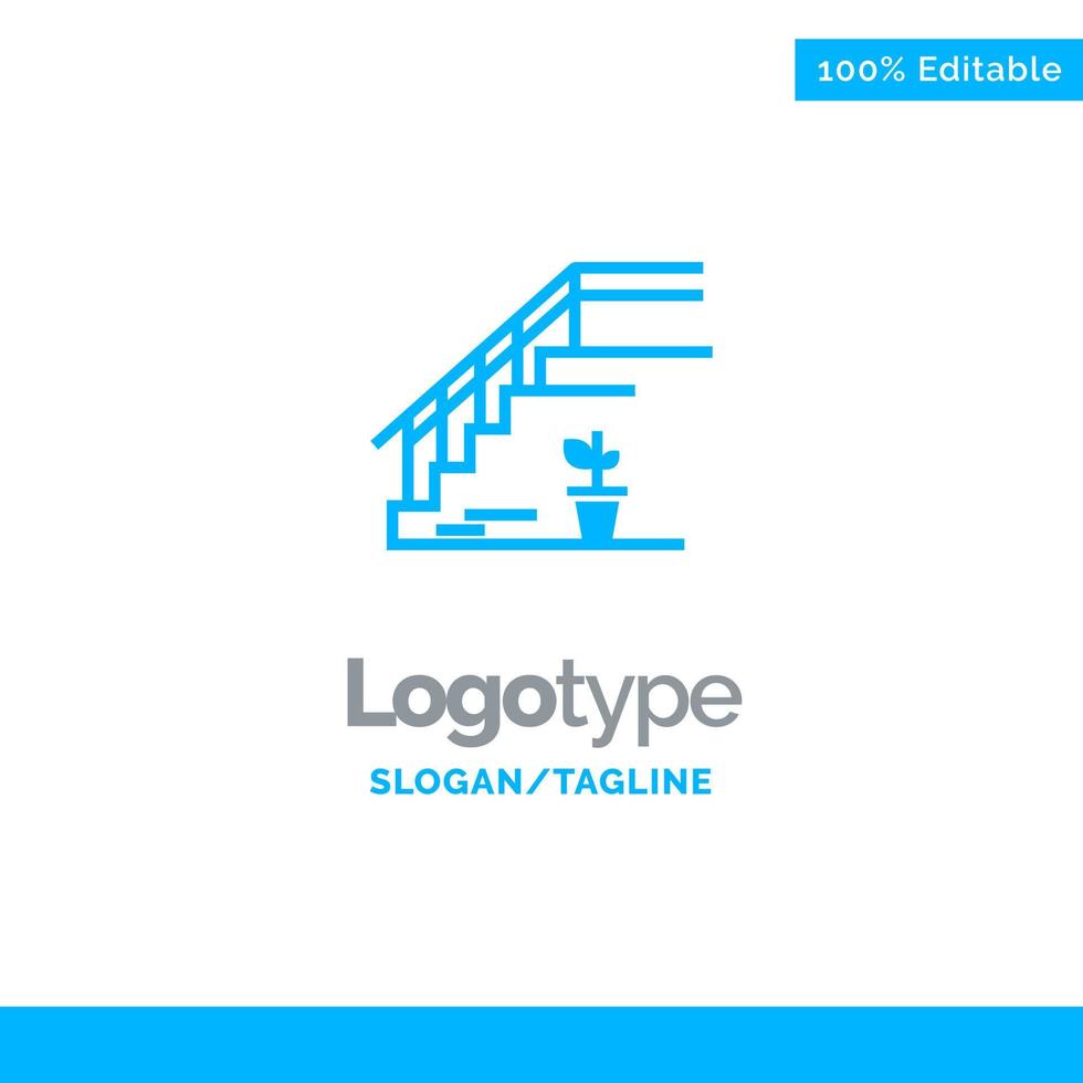 escaleras piso de arriba etapa hogar azul sólido logotipo plantilla lugar para eslogan vector