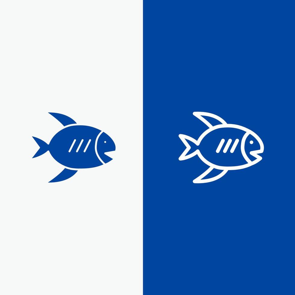 Beach Coast Fish Sea Line and Glyph Solid icon Blue banner Line and Glyph Solid icon Blue banner vector