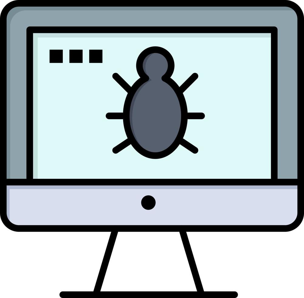 Monitor Bug Screen Security  Flat Color Icon Vector icon banner Template