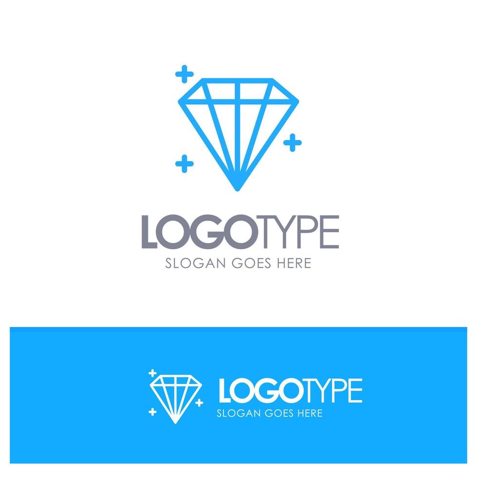 Diamond Jewel User Blue Outline Logo Place for Tagline vector