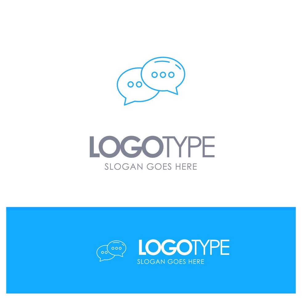 Chat Chatting Conversation Dialogue Blue outLine Logo with place for tagline vector