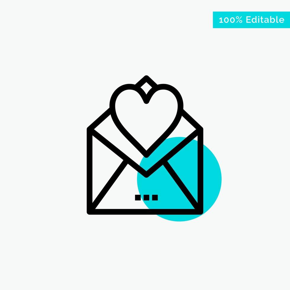 Letter Mail Card Love Letter Love turquoise highlight circle point Vector icon