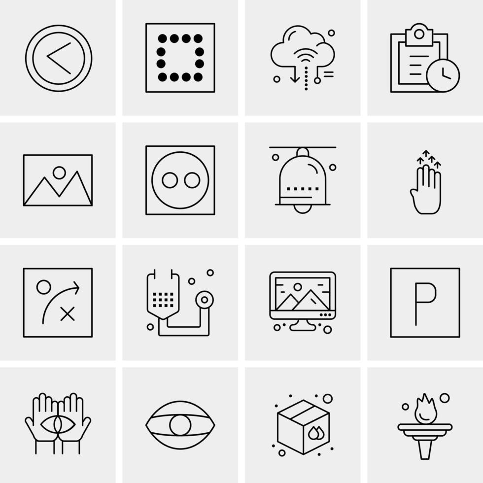 16 iconos de negocios universales vector ilustración de icono creativo para usar en proyectos relacionados con la web y dispositivos móviles