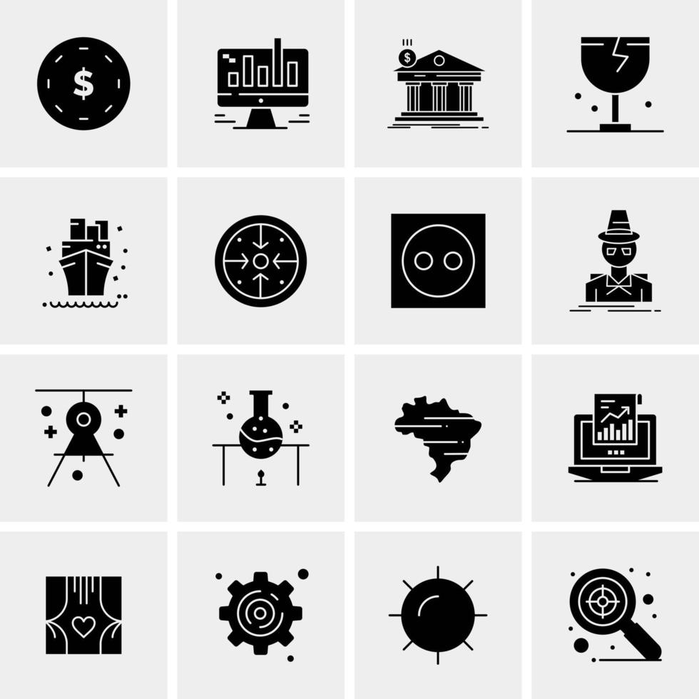 16 iconos de negocios universales vector ilustración de icono creativo para usar en proyectos relacionados con la web y dispositivos móviles