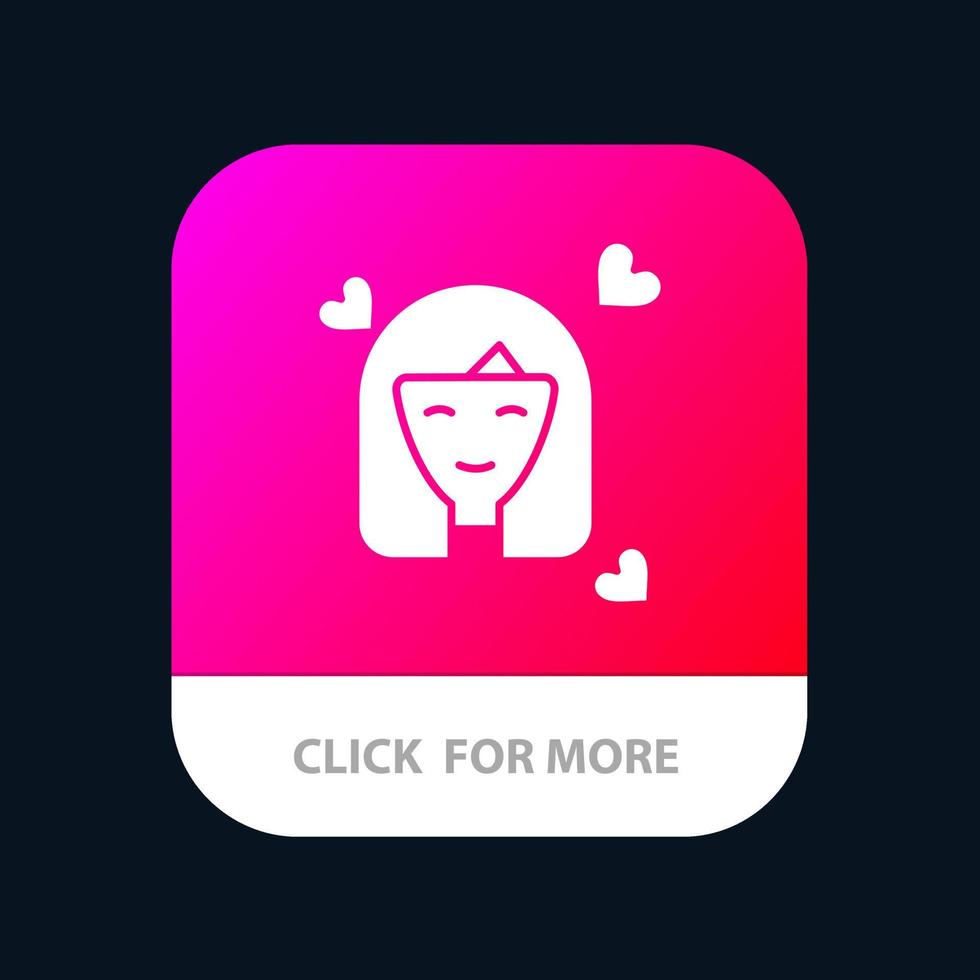 Girl Person Woman Avatar Women Mobile App Button Android and IOS Glyph Version vector