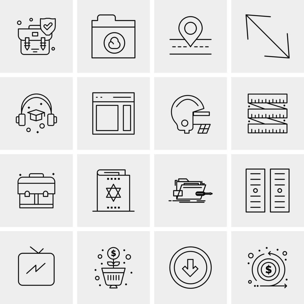 16 iconos de negocios universales vector ilustración de icono creativo para usar en proyectos relacionados con la web y dispositivos móviles