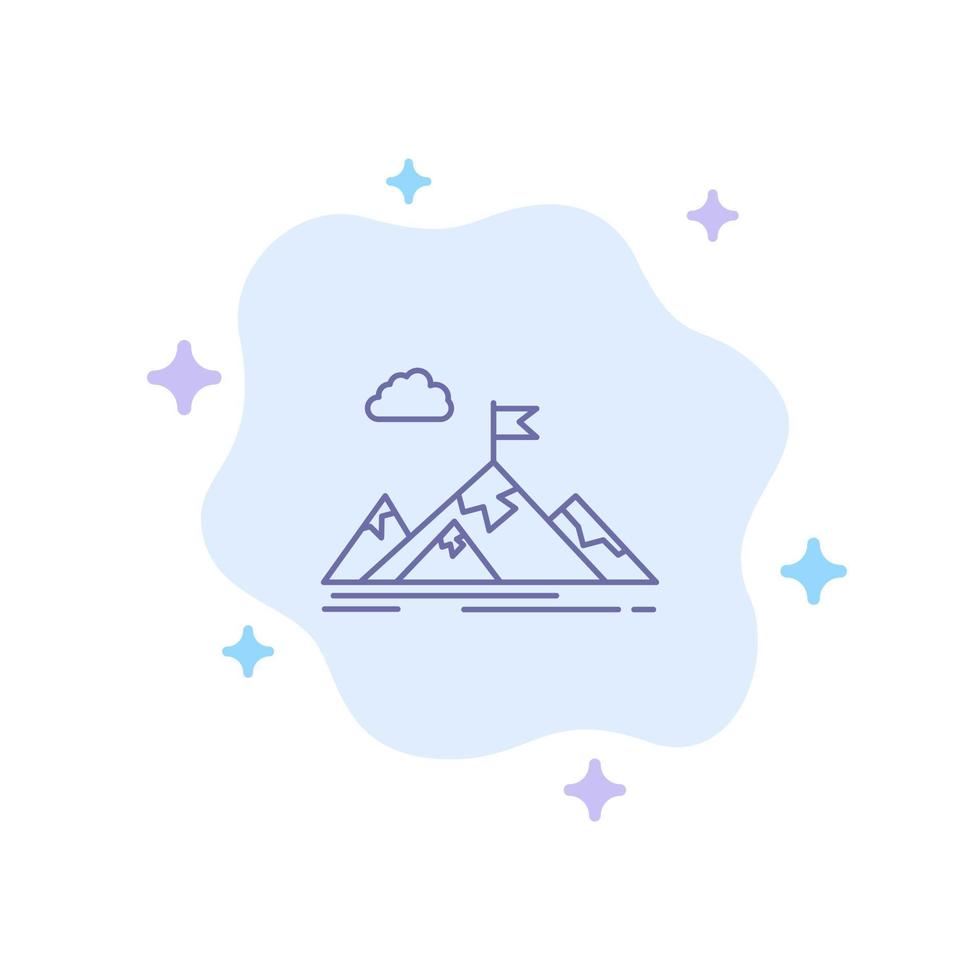 Achievement Aim Business Goal Mission Mountains Target Blue Icon on Abstract Cloud Background vector