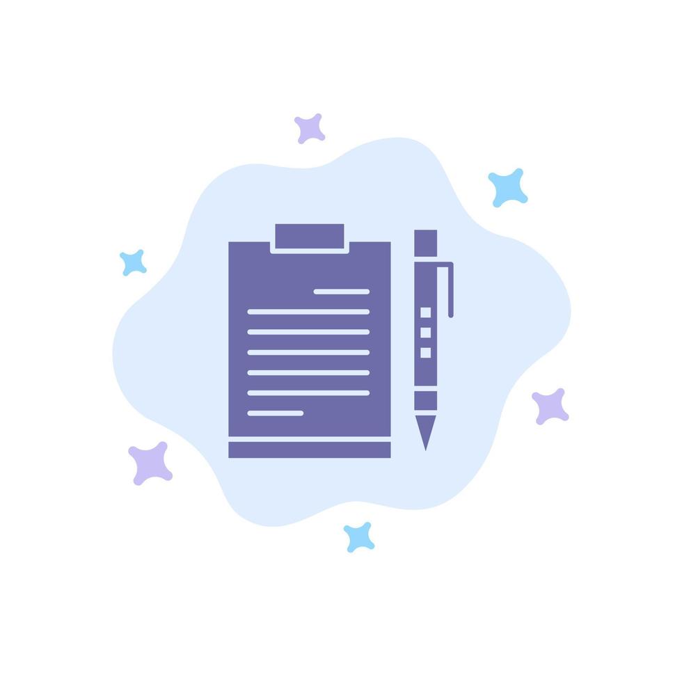 documento negocio portapapeles archivo página hoja de planificación icono azul sobre fondo de nube abstracta vector
