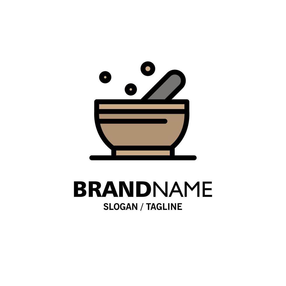 Bowl Soup Science Business Logo Template Flat Color vector