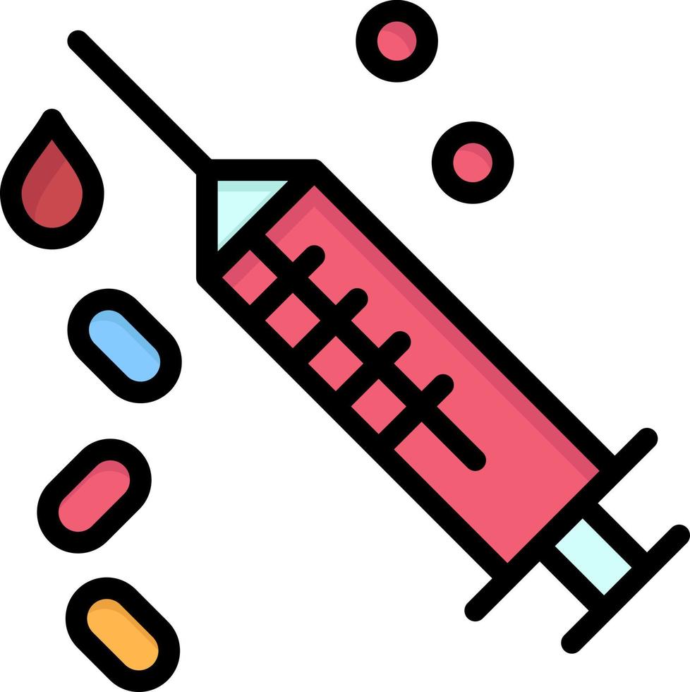 Injection Syringe Vaccine Treatment  Flat Color Icon Vector icon banner Template