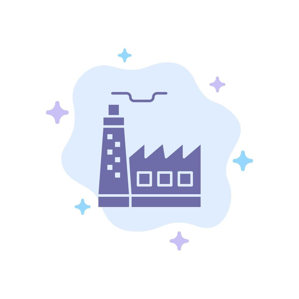 icono azul de la industria de la construcción de la fábrica de edificios en el fondo abstracto de la nube vector