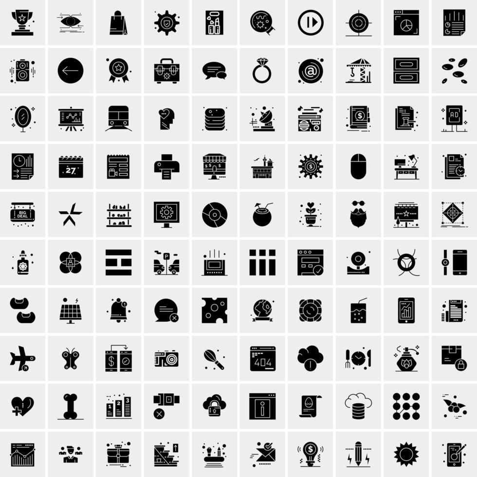 Set of 100 Universal Solid Icons vector