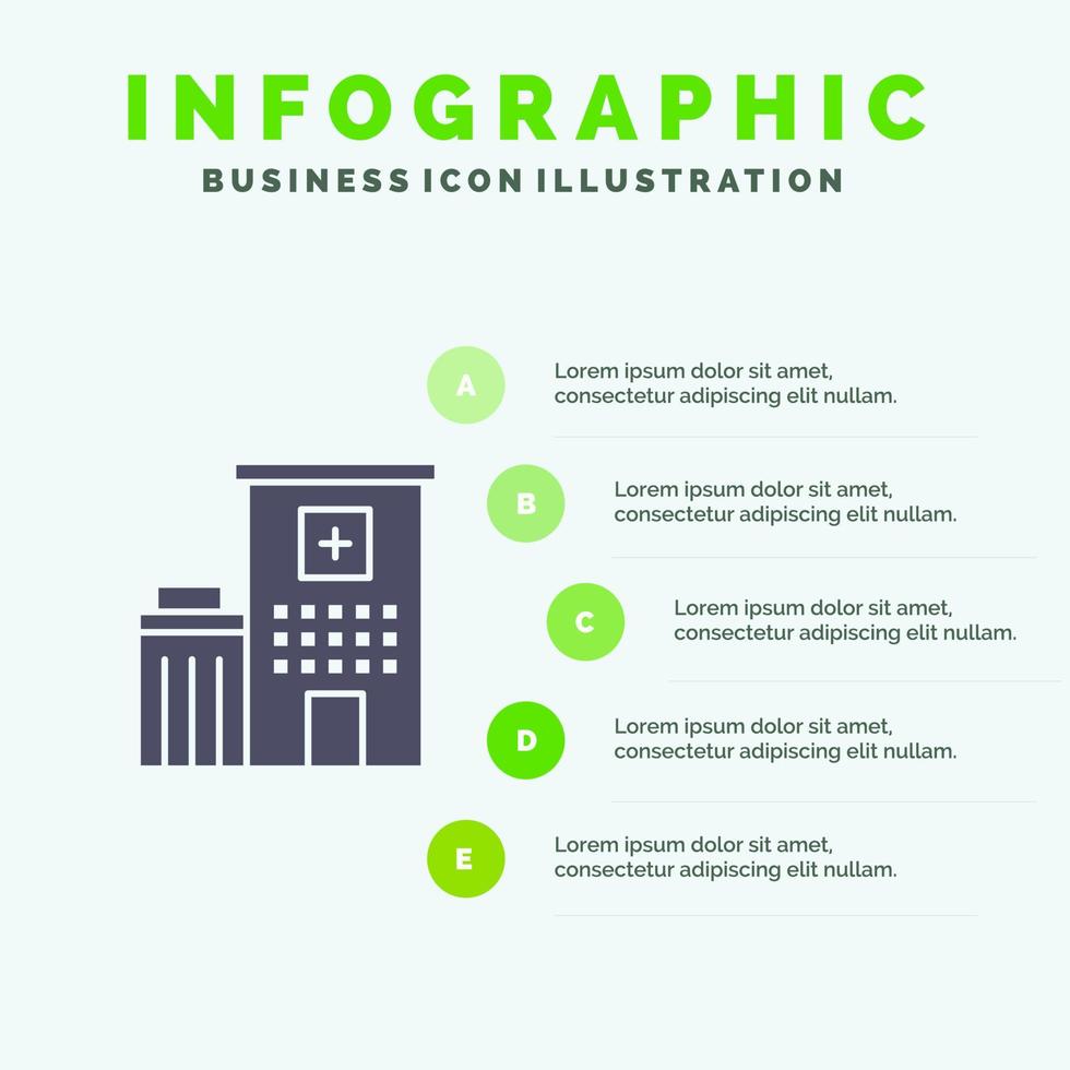 Hospital Building Clinic Medical Infographics Presentation Template 5 Steps Presentation vector