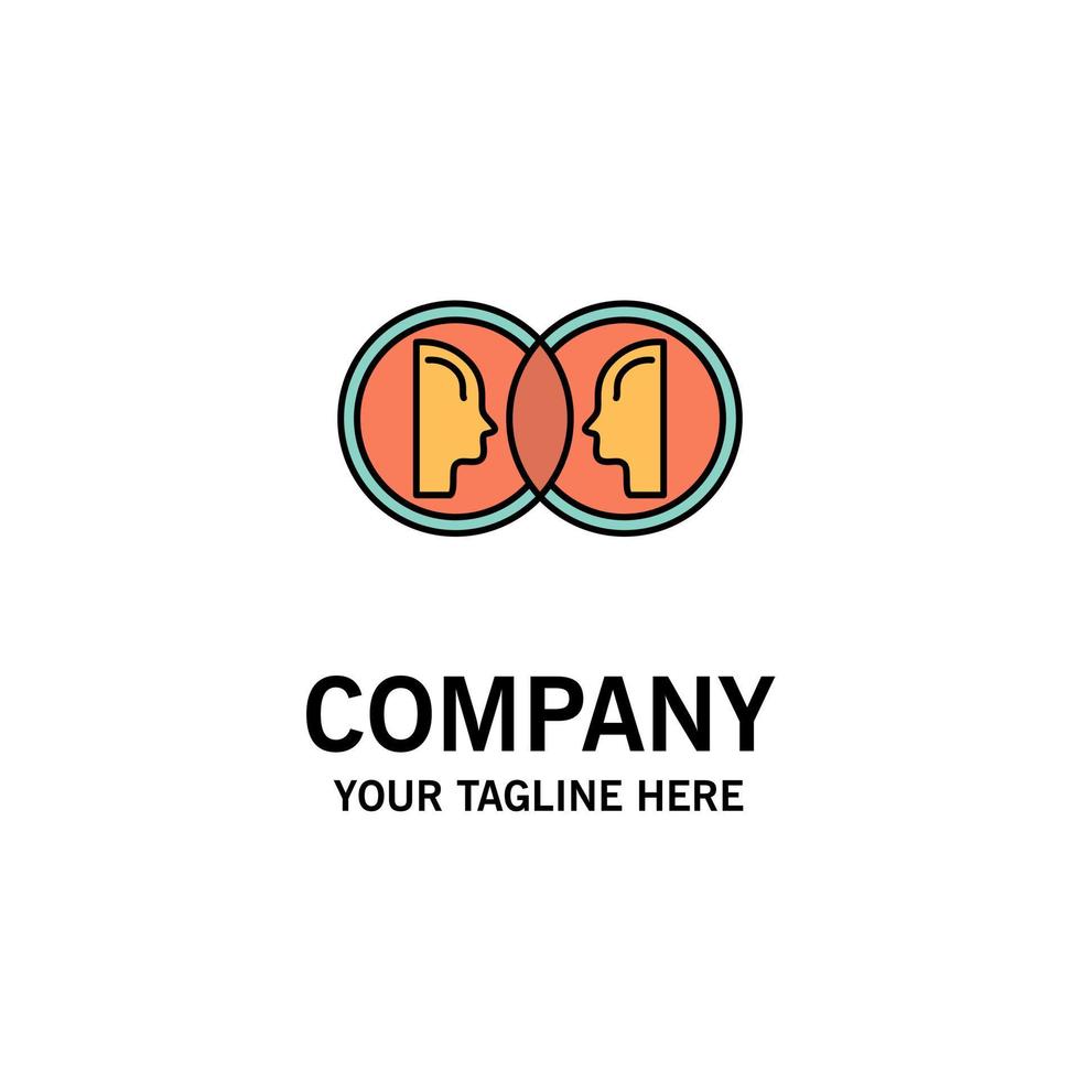 Coin Face Dual Duplicate Man Business Logo Template Flat Color vector