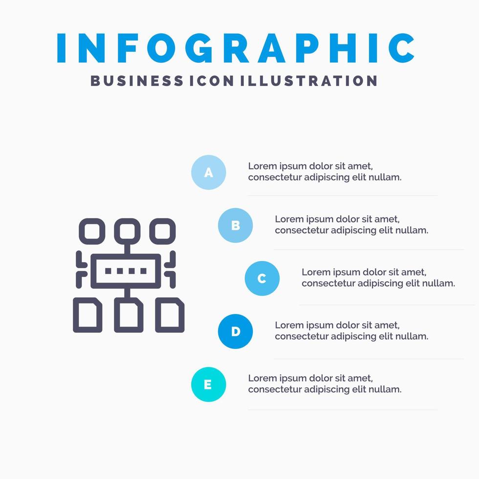 Algorithm Program User Document Blue Infographics Template 5 Steps Vector Line Icon template