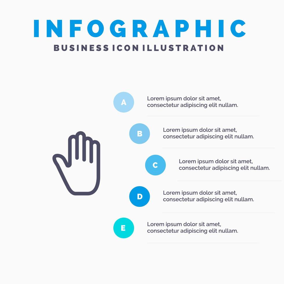 Body Language Gestures Hand Interface Line icon with 5 steps presentation infographics Background vector