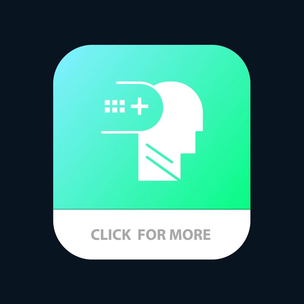 botón de la aplicación móvil de la mente médica mental de salud versión de glifo de android e ios vector