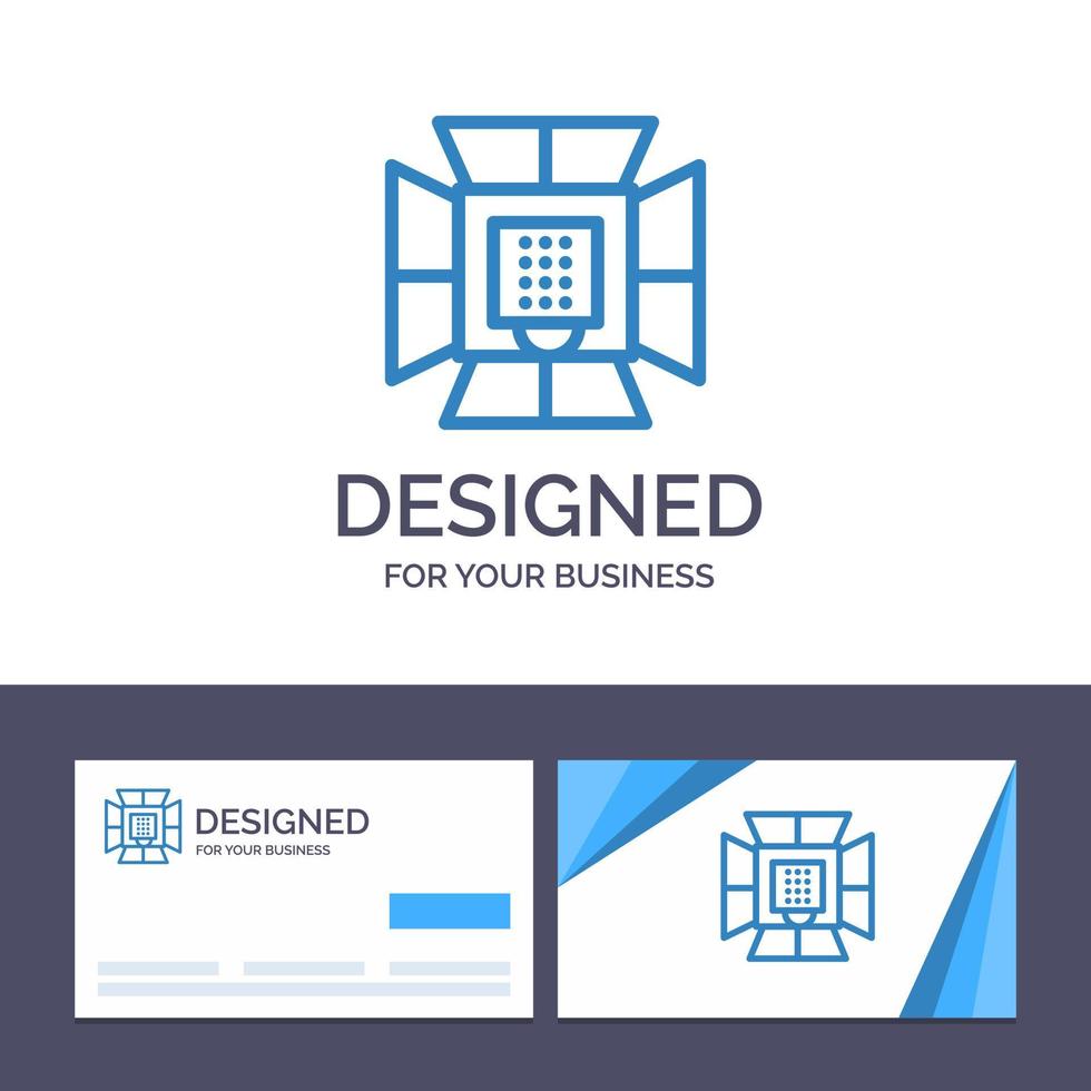 tarjeta de visita creativa y plantilla de logotipo iluminación luz iluminación profesional caja blanda ilustración vectorial vector