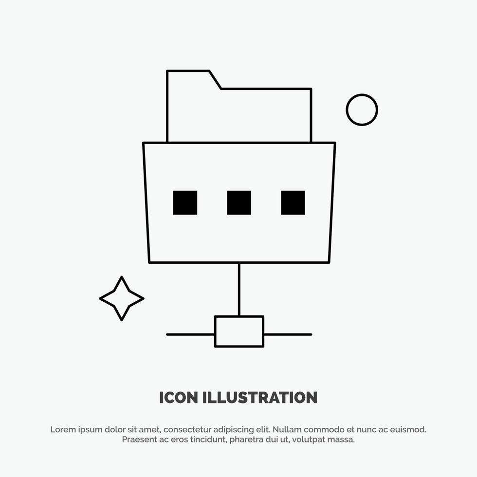 Network File Folder Line Icon Vector