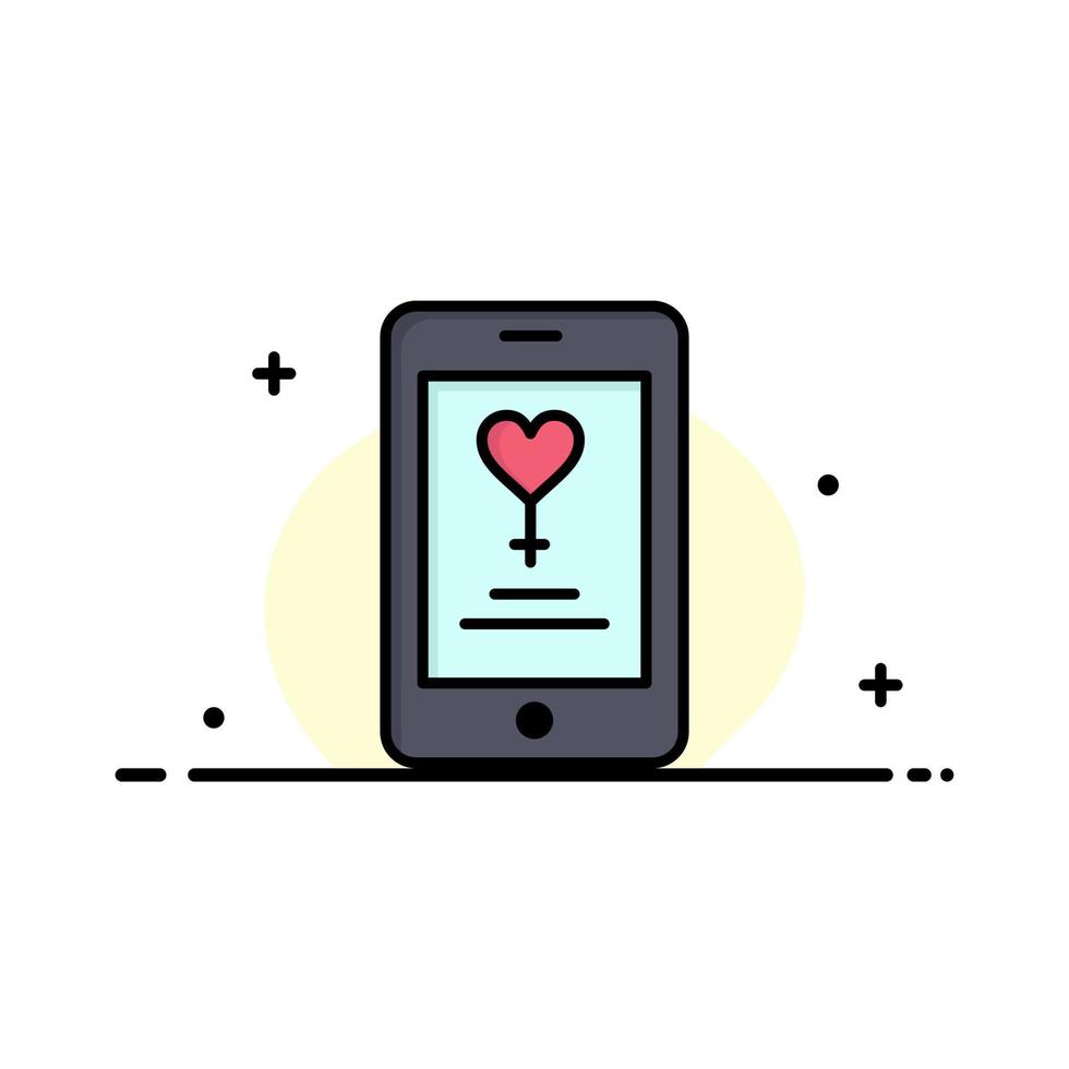 App Mobile Love Lover  Business Flat Line Filled Icon Vector Banner Template