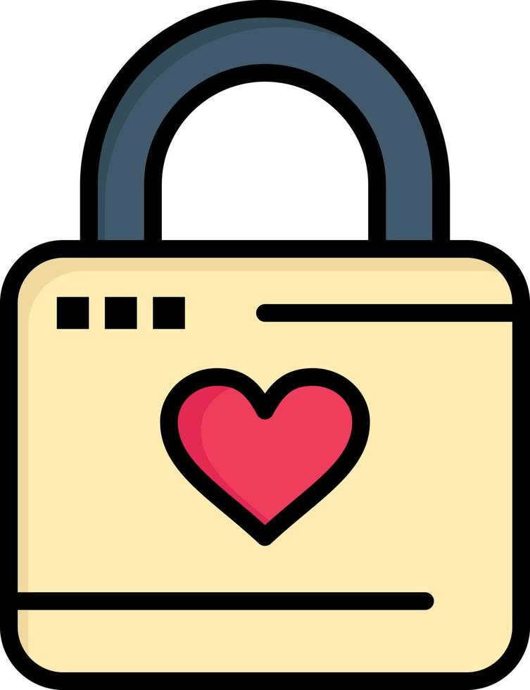 Lock Locker Heart Heart Hacker Heart Lock  Flat Color Icon Vector icon banner Template