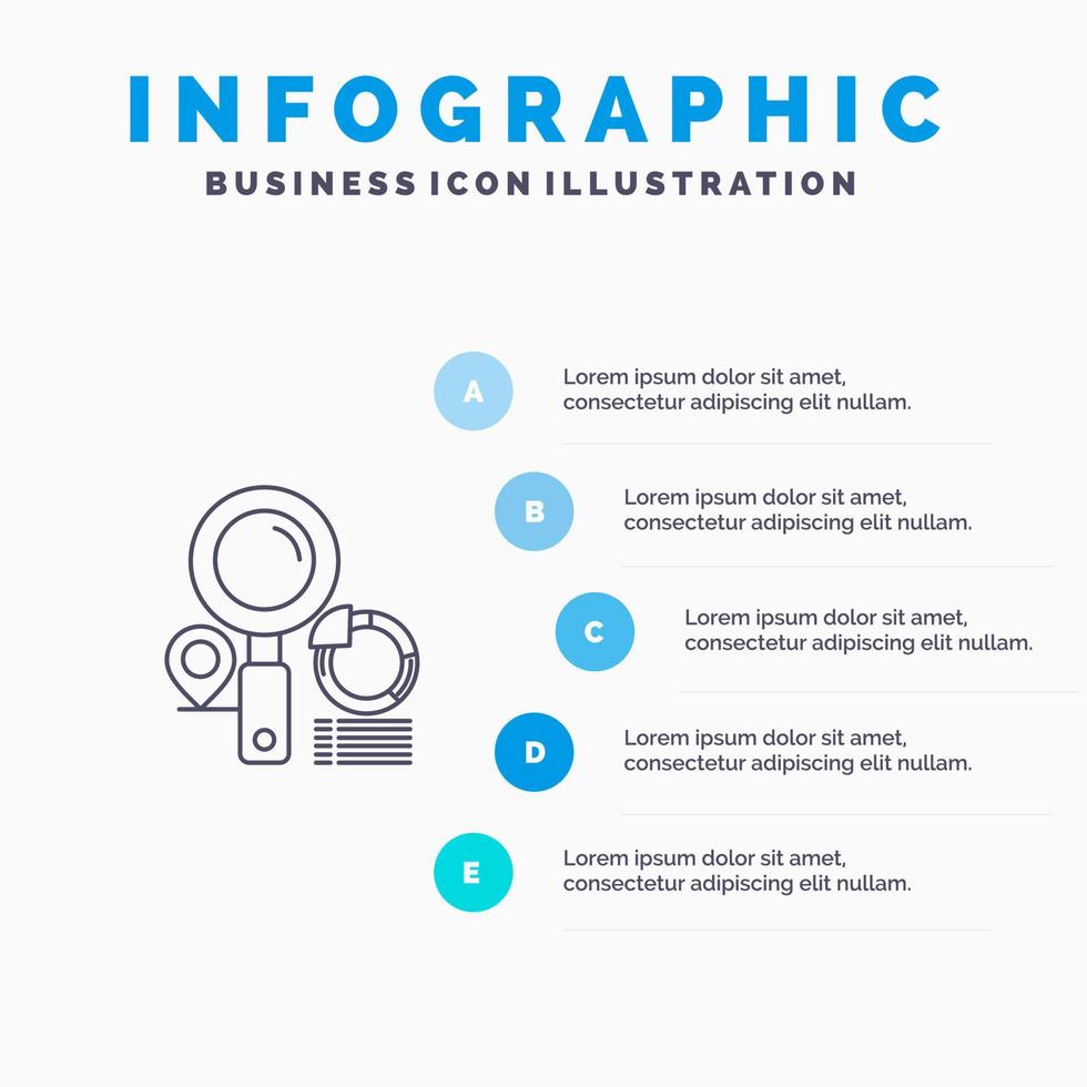 Search Location Finder Graph  Line icon with 5 steps presentation infographics Background vector