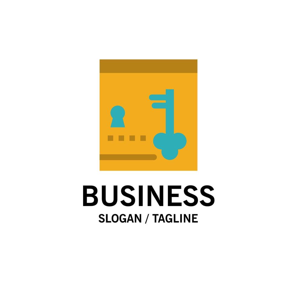 Safe Locker Lock Key Business Logo Template Flat Color vector