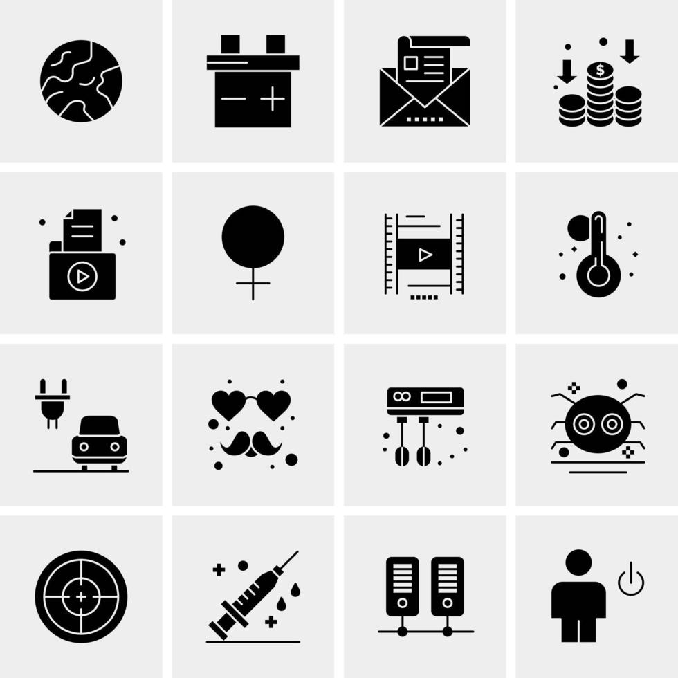 16 iconos de negocios universales vector ilustración de icono creativo para usar en proyectos relacionados con la web y dispositivos móviles