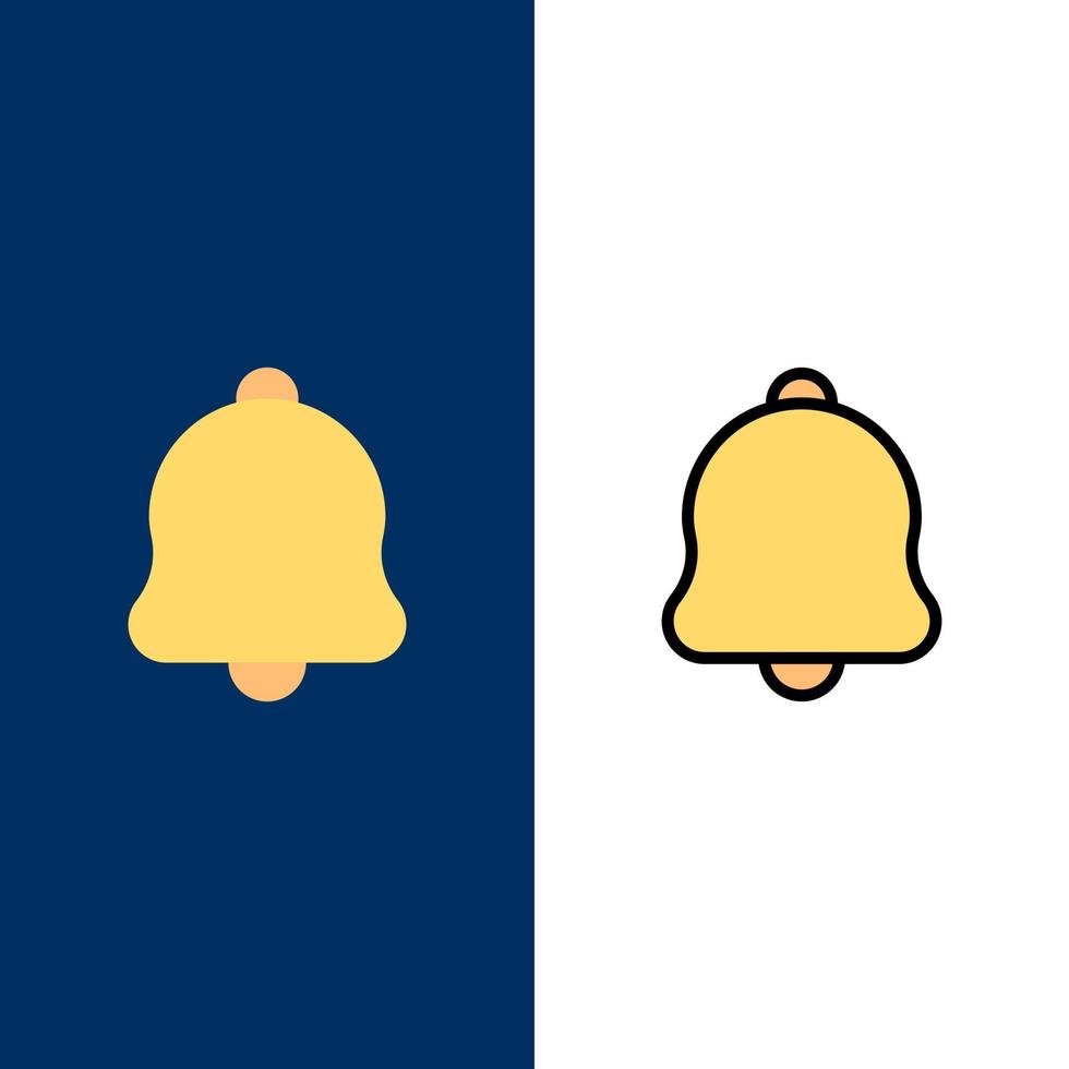 Alert Bell Notification Sound  Icons Flat and Line Filled Icon Set Vector Blue Background