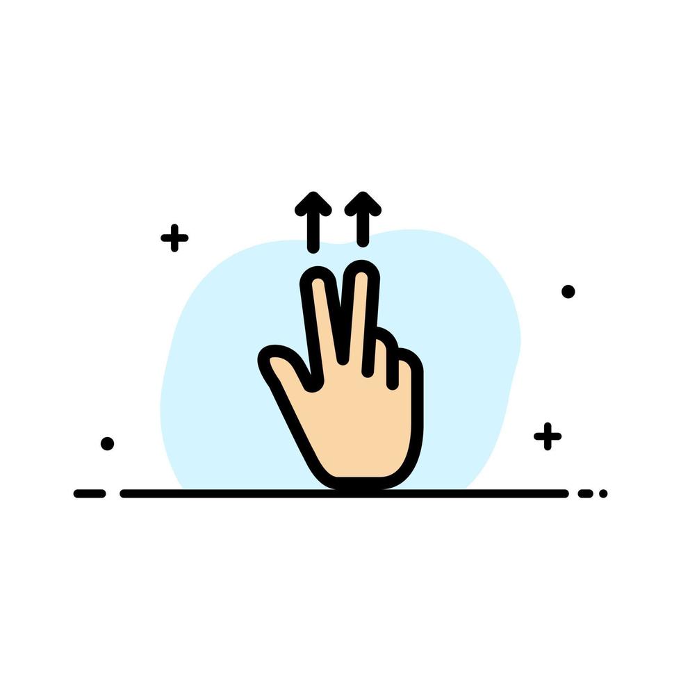 Fingers Gesture Ups  Business Flat Line Filled Icon Vector Banner Template