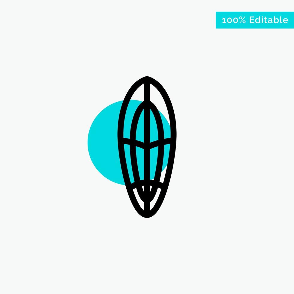 Recreation Sports Surfboard Surfing turquoise highlight circle point Vector icon