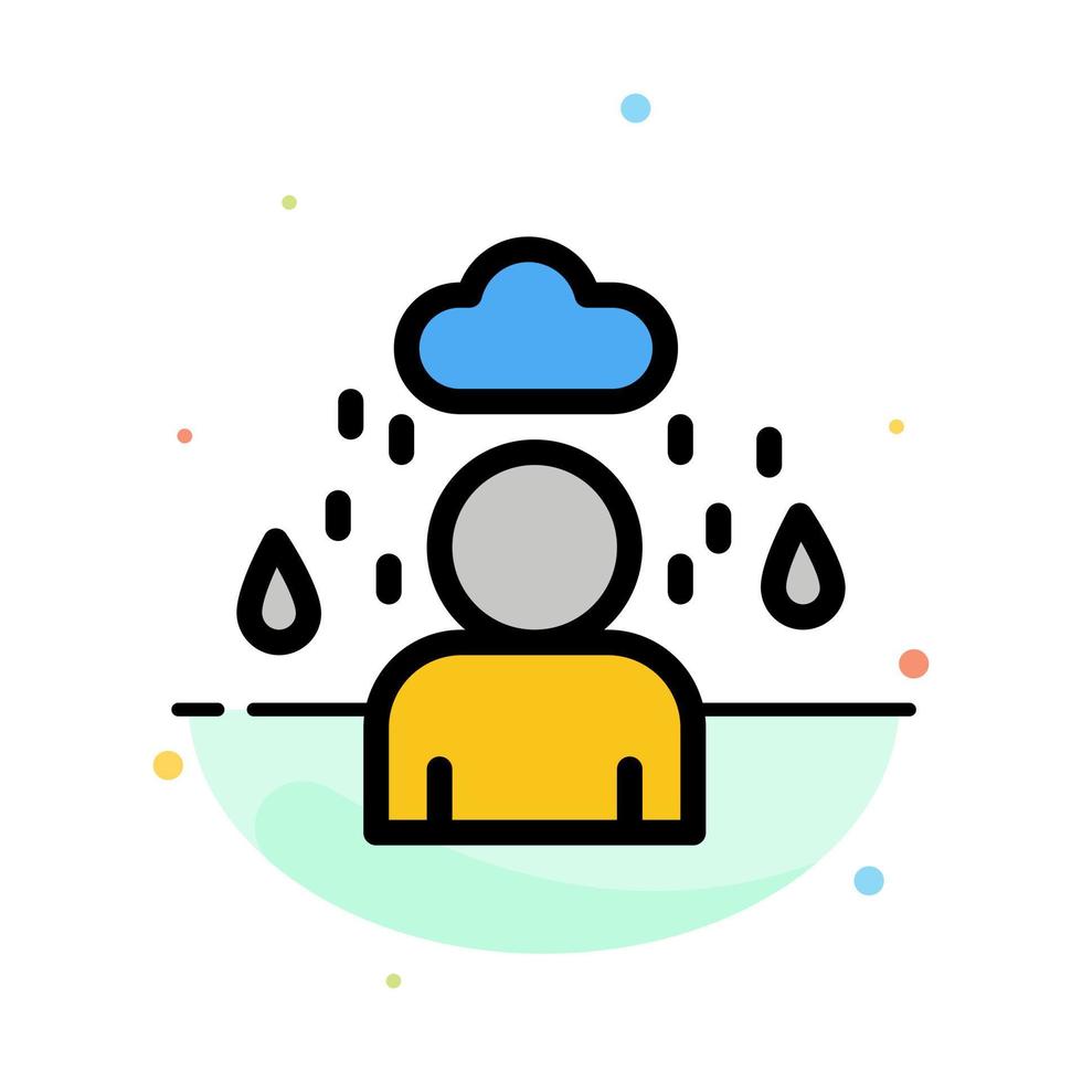 Man Cloud Rainy Abstract Flat Color Icon Template vector