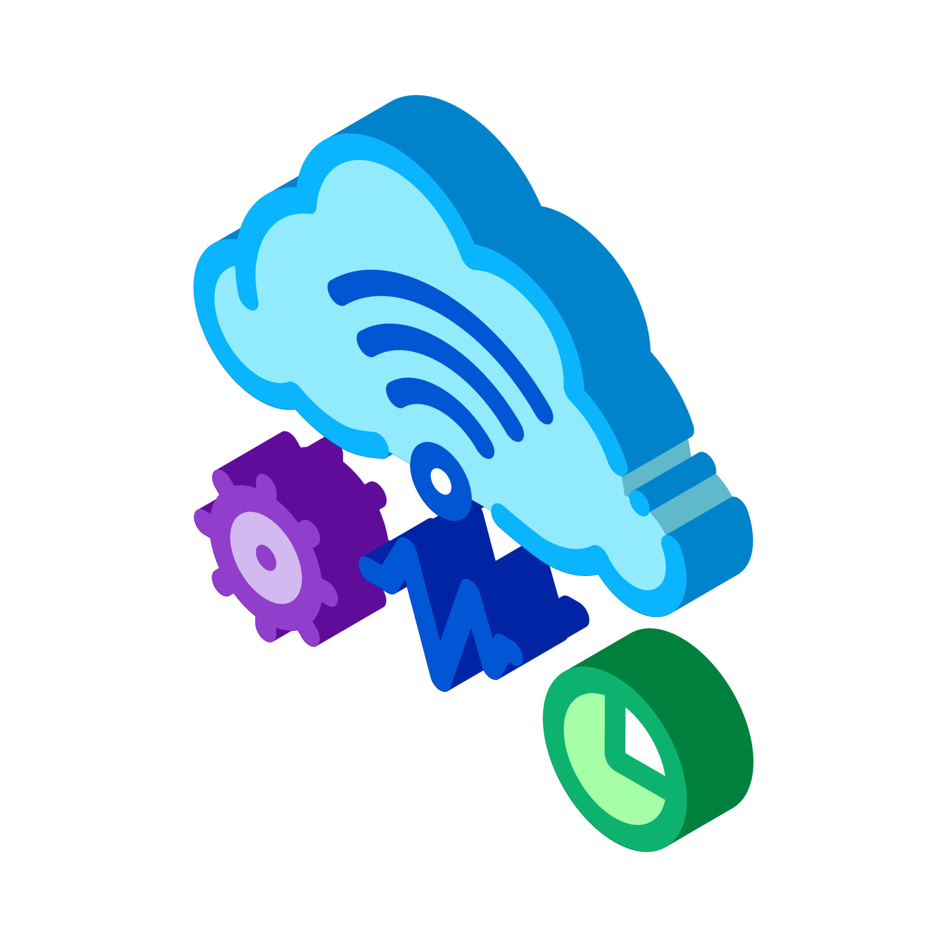 cloud computing and machine learning isometric icon vector illustration ...