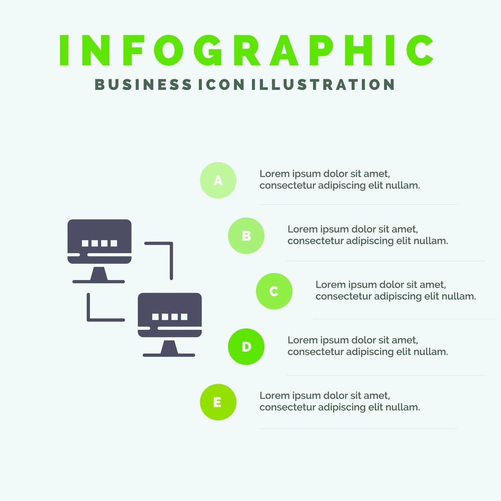 Computer Network Computing Computers Infographics Presentation Template 5 Steps Presentation vector