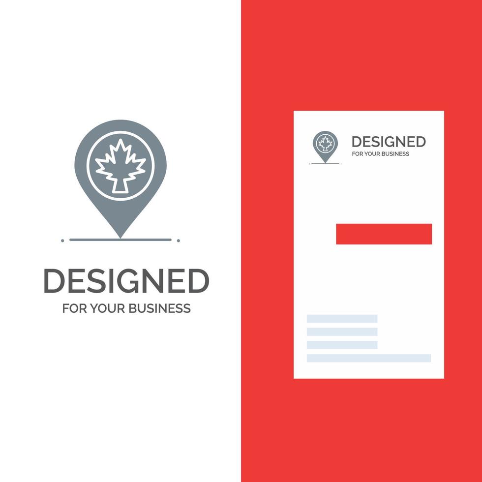 Map Location Canada Leaf Grey Logo Design and Business Card Template vector