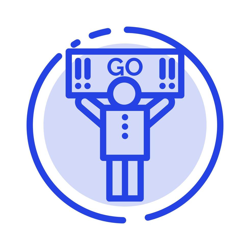 Fan Sport Support Supporter Blue Dotted Line Line Icon vector