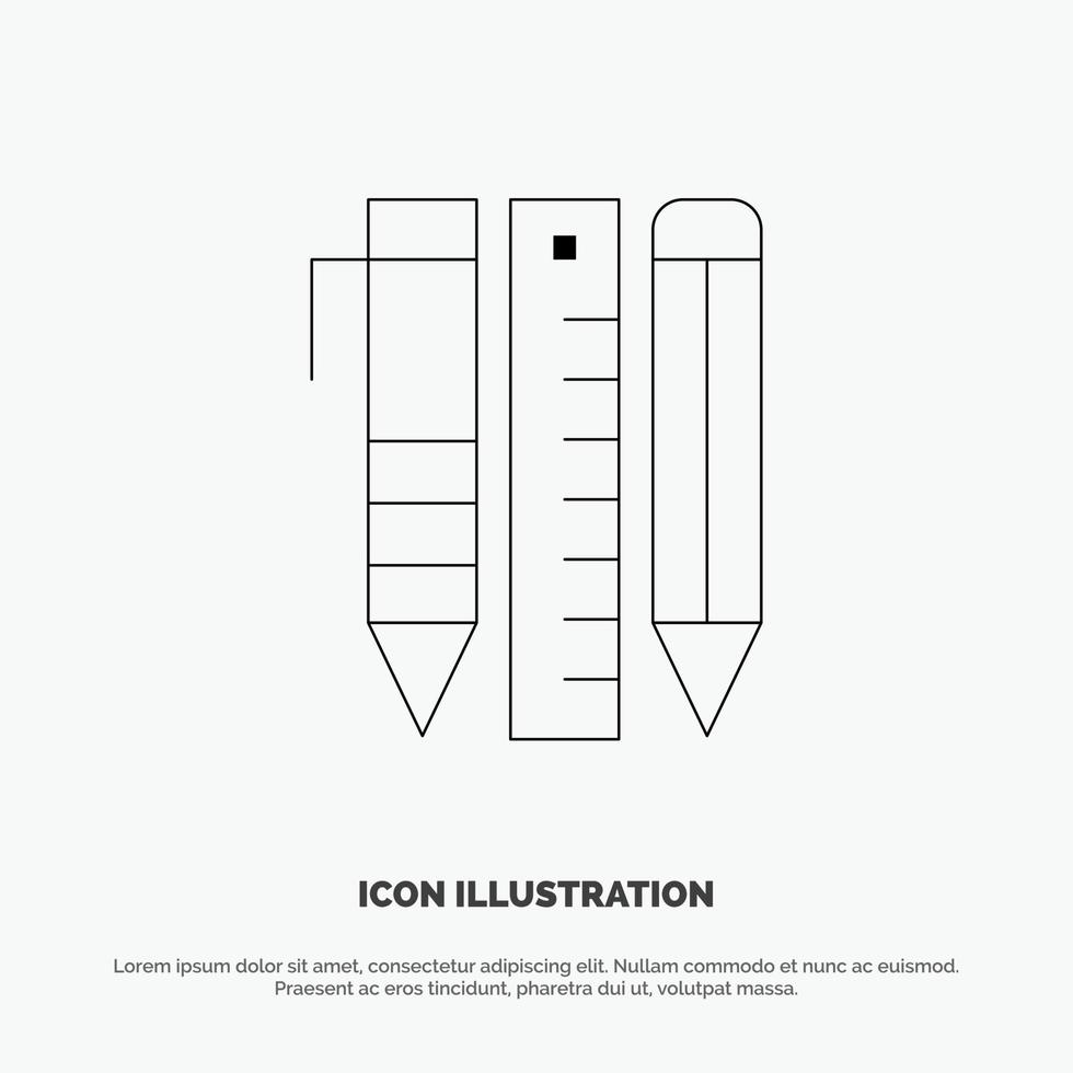 Tools Essential Tools Stationary Items Pen Line Icon Vector