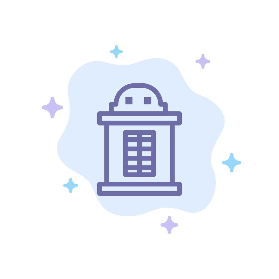 Ticket House Train Blue Icon on Abstract Cloud Background vector