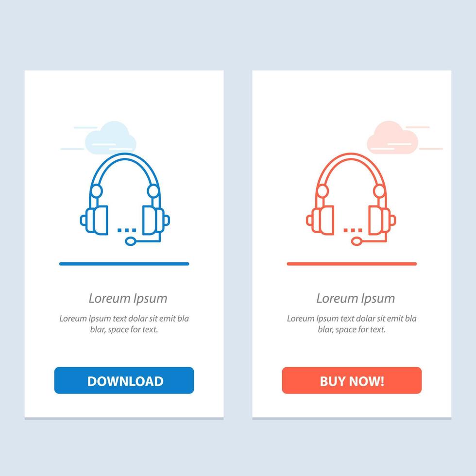 Support Call Communication Contact Headset Help Service  Blue and Red Download and Buy Now web Widget Card Template vector