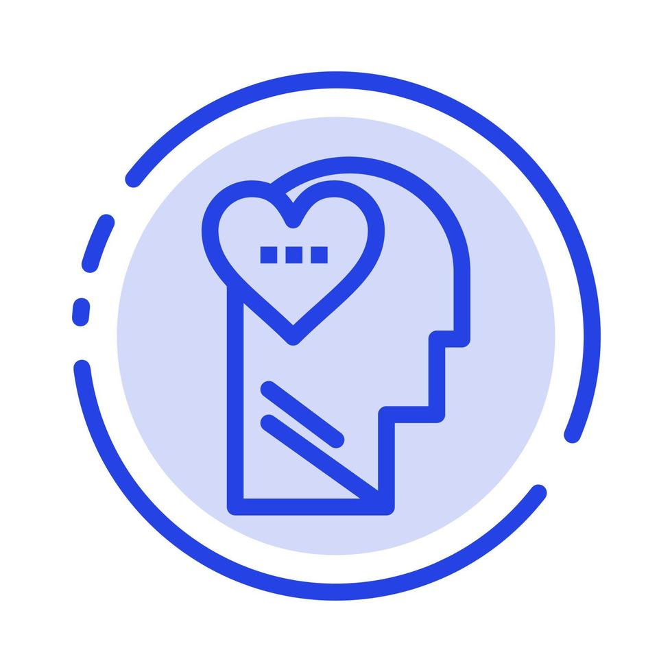 Feelings Love Mind Head Blue Dotted Line Line Icon vector
