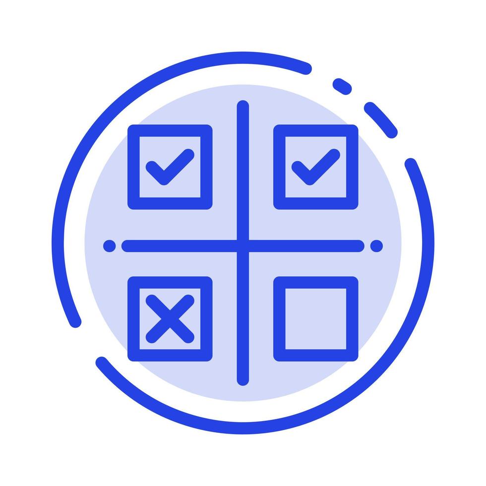 Business Management Priorities Product Production Blue Dotted Line Line Icon vector