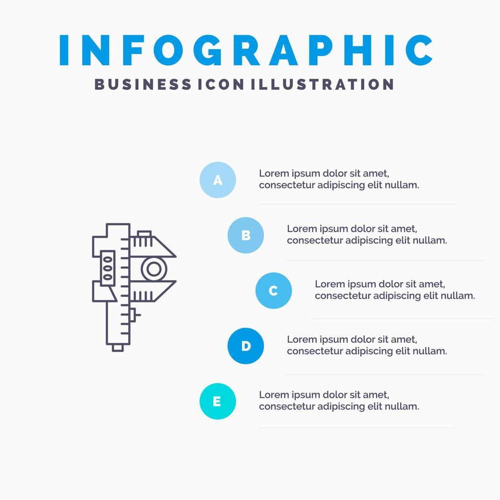 Measuring Accuracy Measure Small Tiny Line icon with 5 steps presentation infographics Background vector